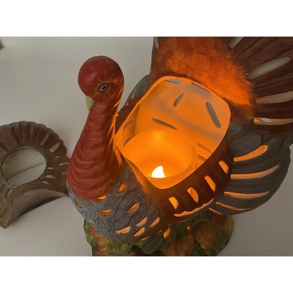 PartyLite 10" Turkey Tea Light Candle Holder Thanksgiving Table Setting wo/ Box - Picture 9 of 10